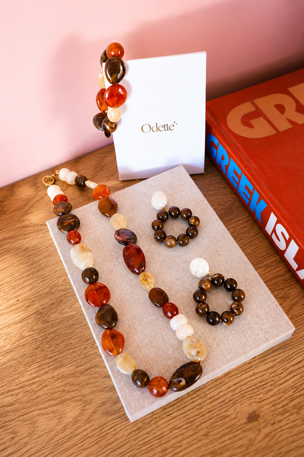 Boucles d’oreilles Gigi – Crème et Marron