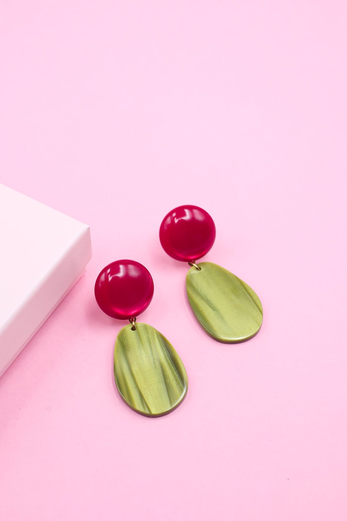Boucles d'oreilles Alba - Fuschia et Pistache