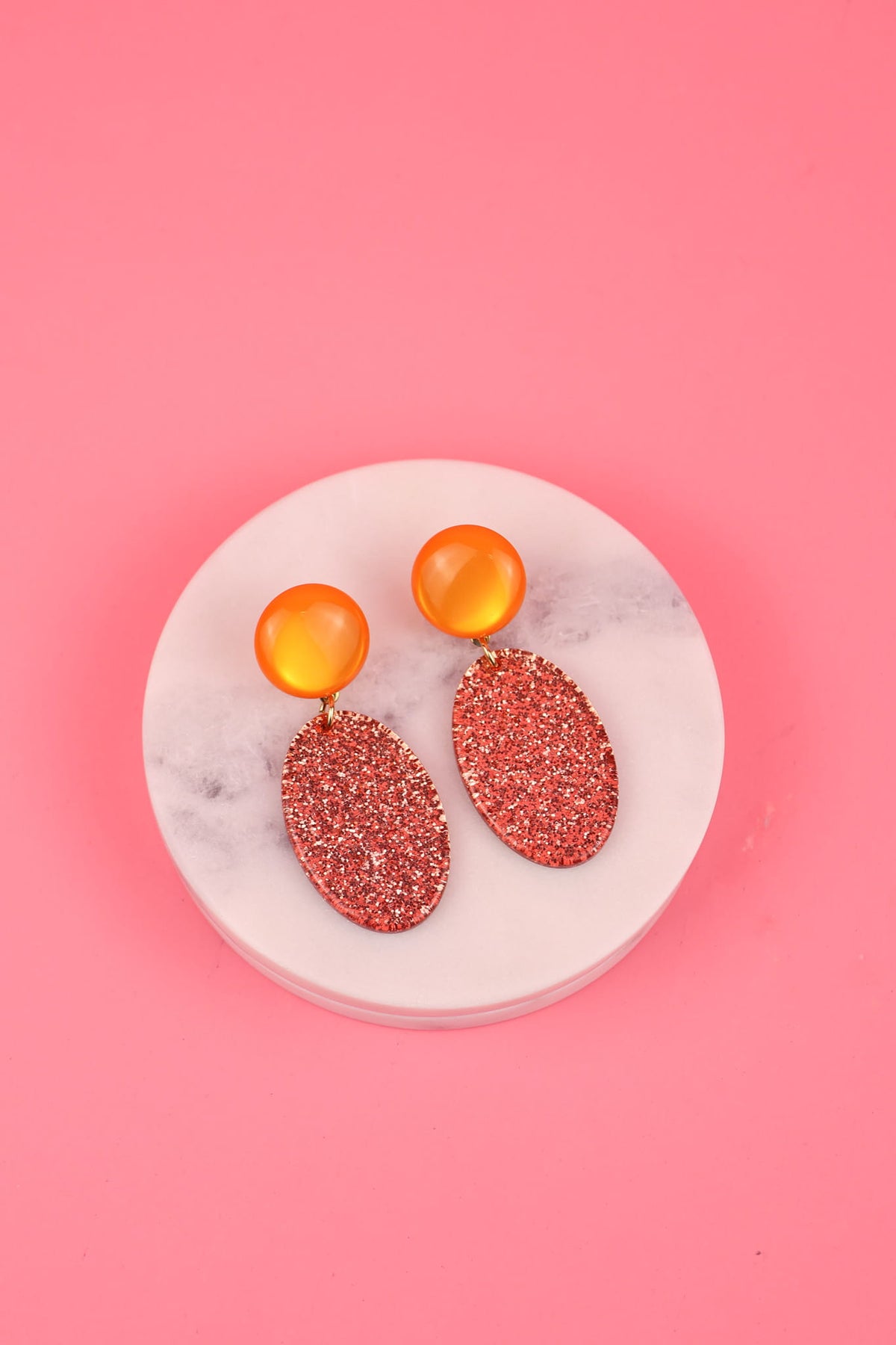 Boucles d'oreilles Lina - Orange et corail pailleté