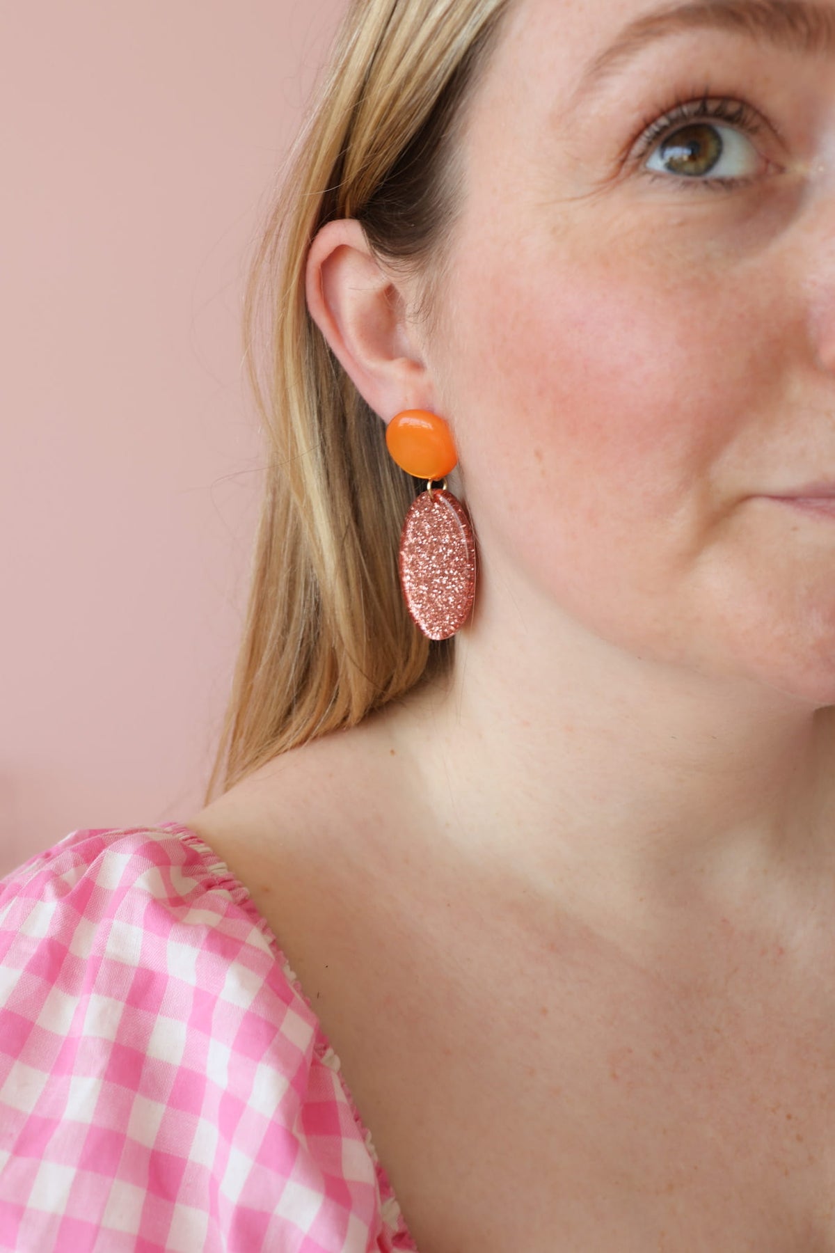Boucles d'oreilles Lina - Orange et corail pailleté