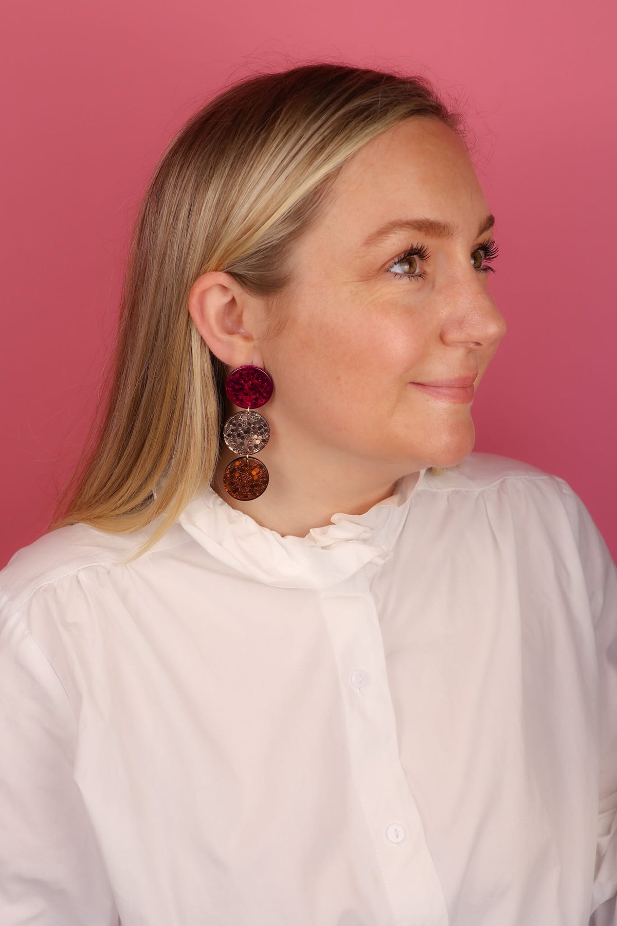 Boucles d’oreilles Sienna - Fuschia, Doré et Caramel