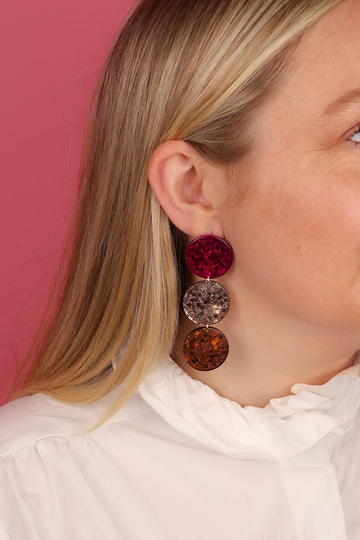 Boucles d’oreilles Sienna - Fuschia, Doré et Caramel