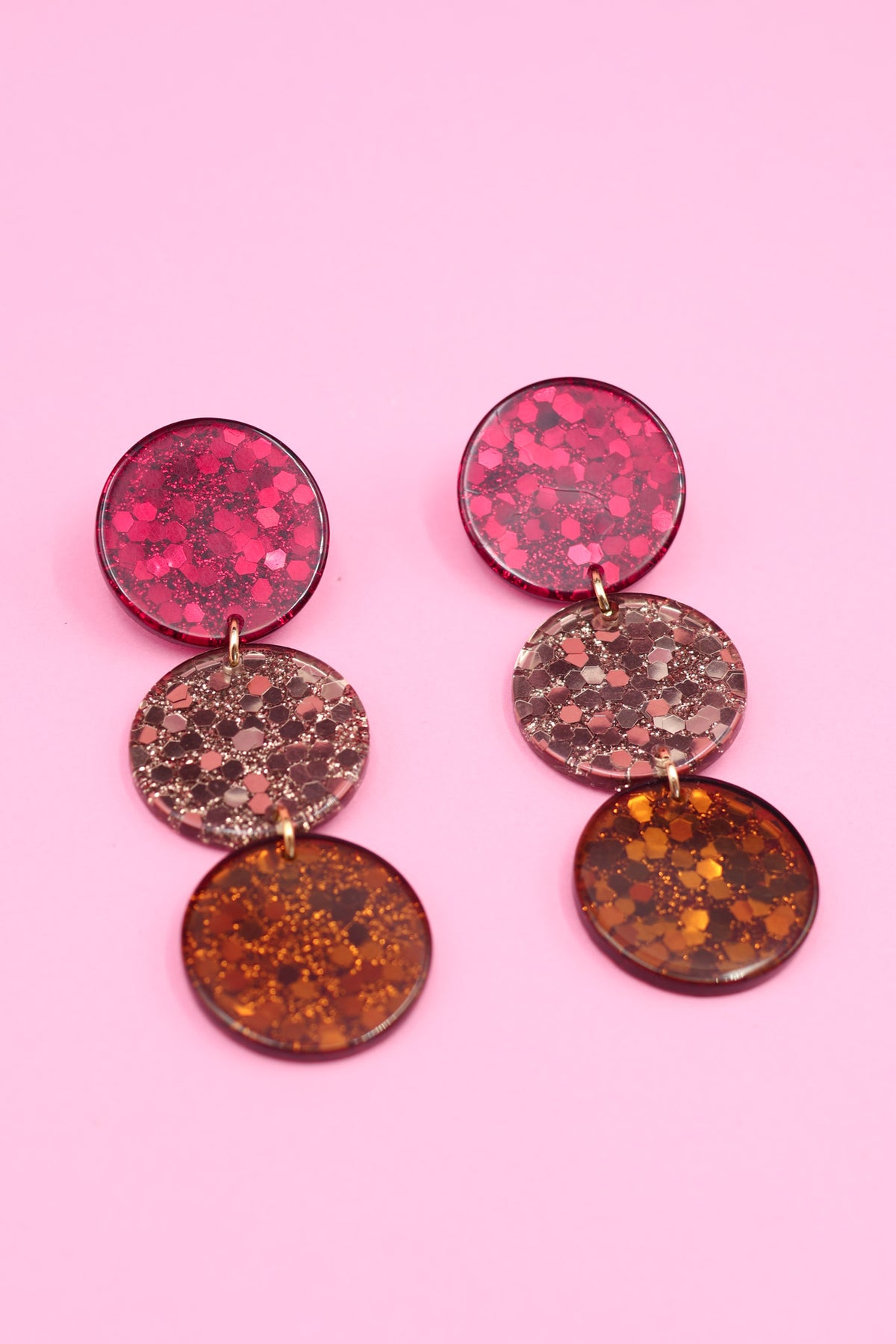 Boucles d’oreilles Sienna - Fuschia, Doré et Caramel