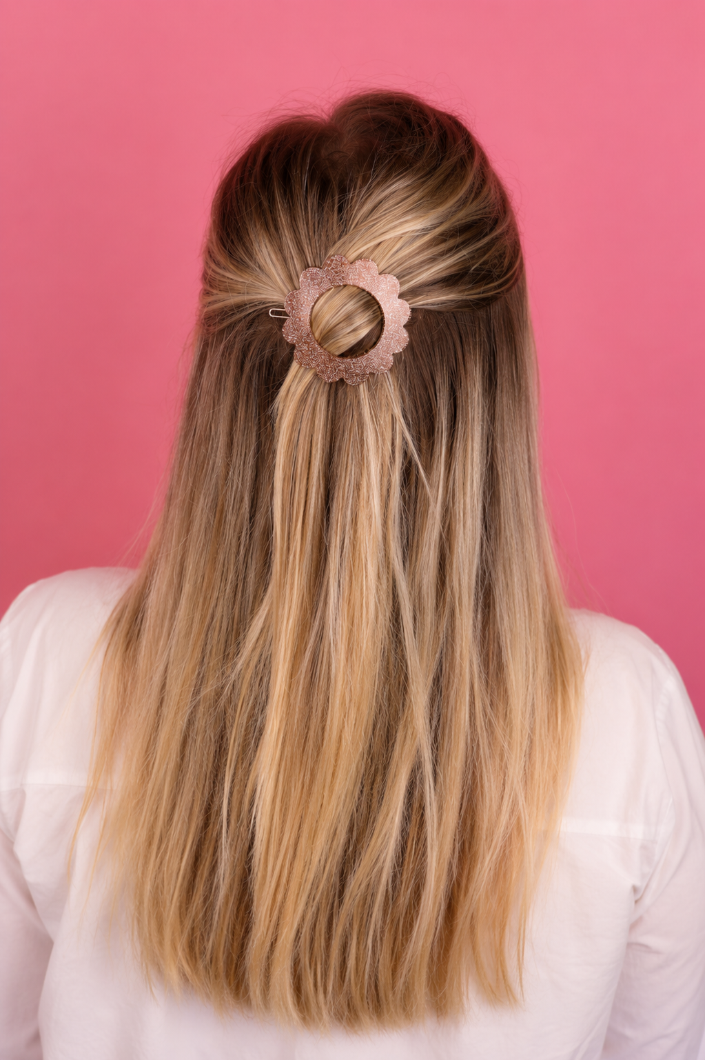 Barrette Fleur - Paillettes dorées