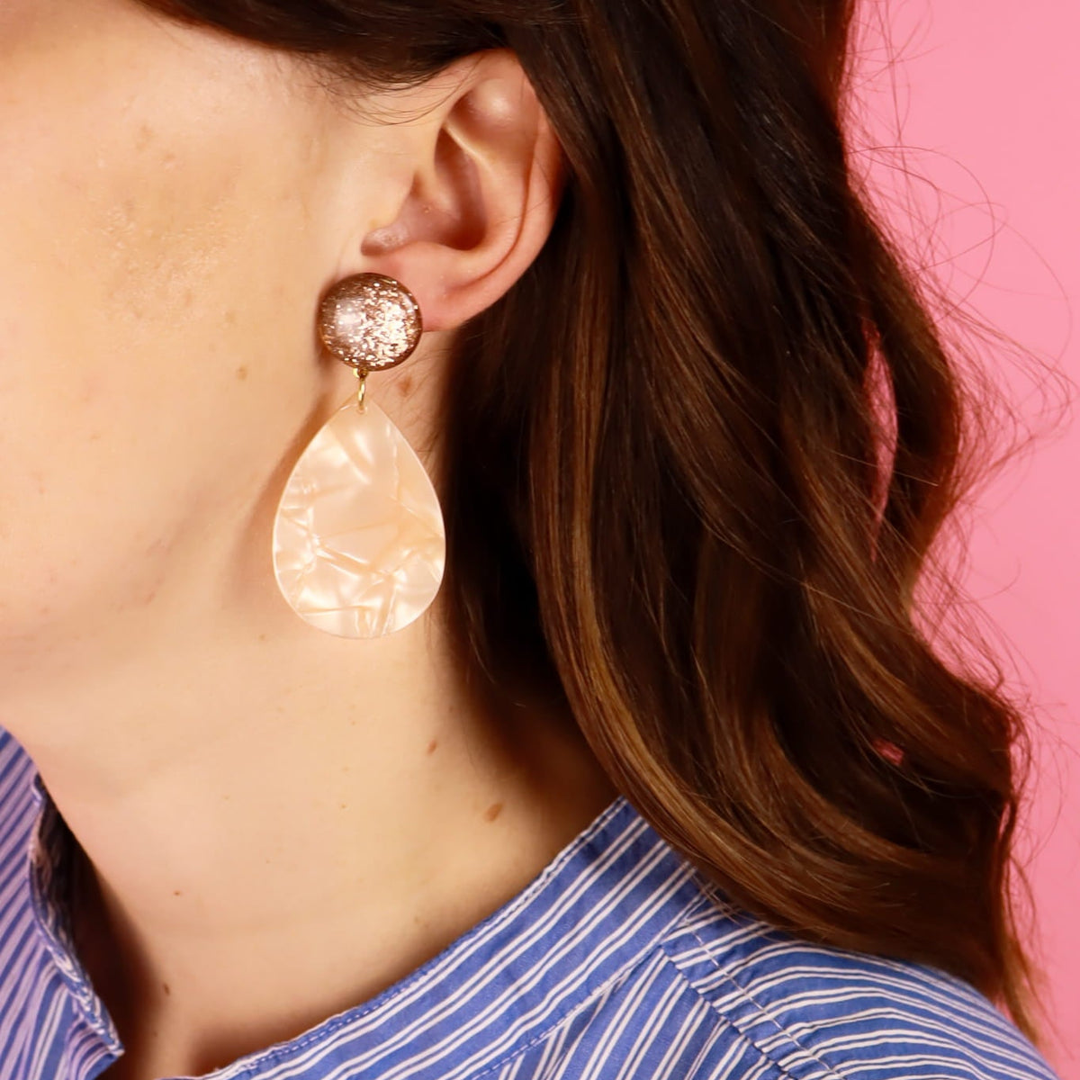 Boucles Pia - Pailleté champagne et beige
