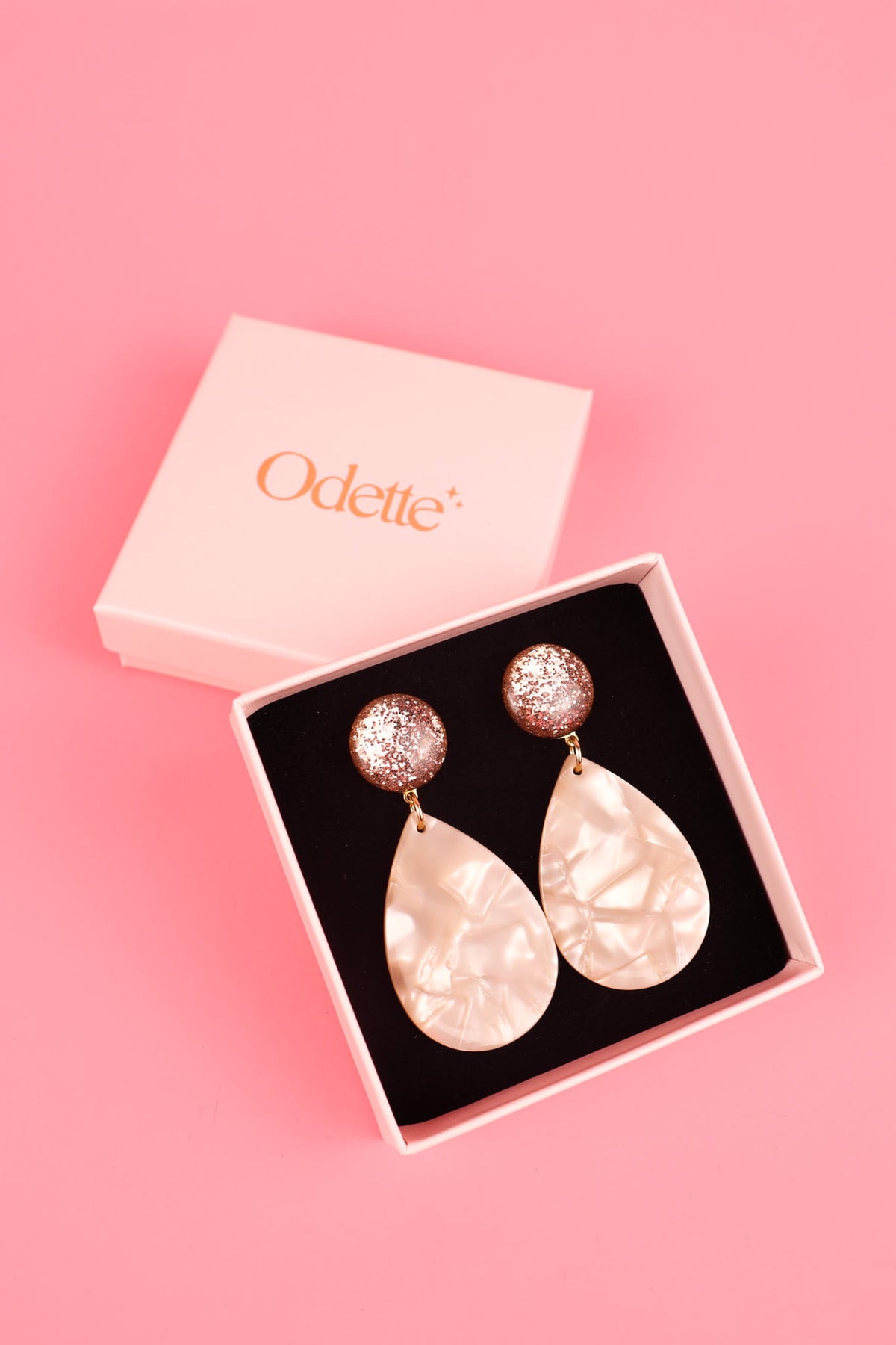 Boucles Pia - Pailleté champagne et beige